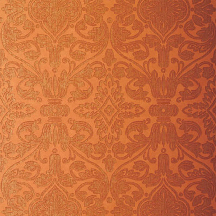 Schumacher Varenna Damask Terracotta Wallpaper 5003603