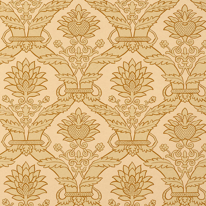 Schumacher Siena Damask Natural Wallpaper 5003650