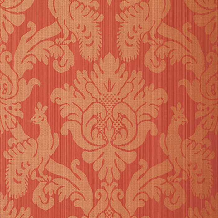 Schumacher Valette Strie Damask Garnet Wallpaper 5003664