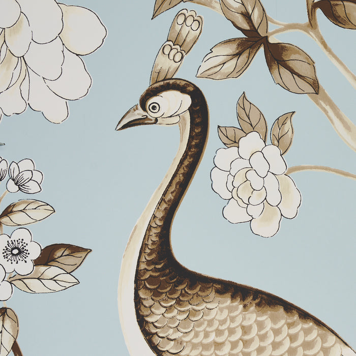 Schumacher Oiseaux Et Fleurs Mineral Wallpaper 5004080