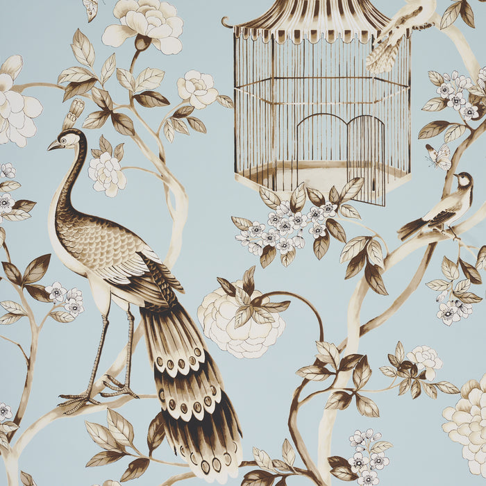 Schumacher Oiseaux Et Fleurs Mineral Wallpaper 5004080