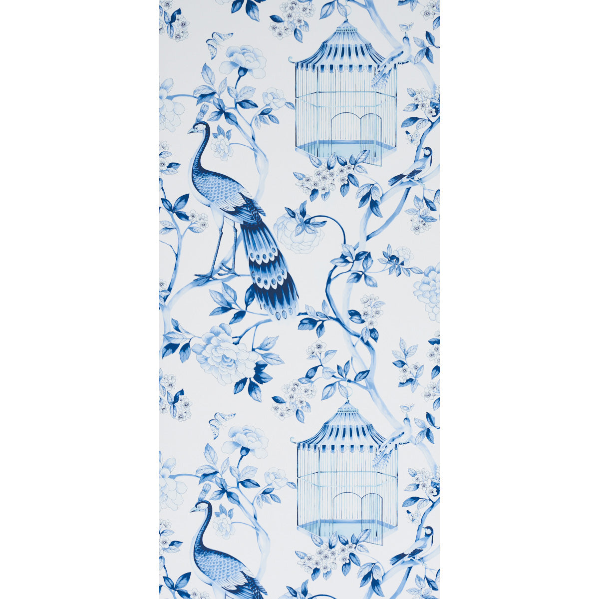 Schumacher Oiseaux Et Fleurs Porcelain Wallpaper 5004081