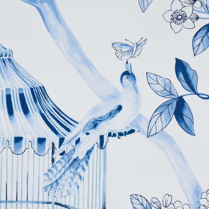 Schumacher Oiseaux Et Fleurs Porcelain Wallpaper 5004081