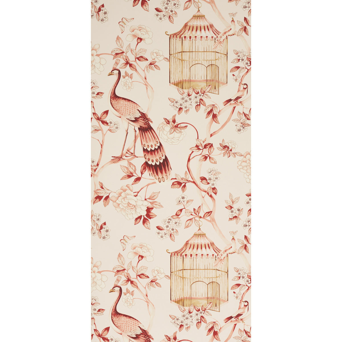 Schumacher Oiseaux Et Fleurs Cinnabar Wallpaper 5004082