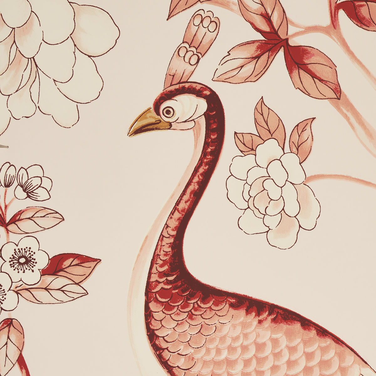 Schumacher Oiseaux Et Fleurs Cinnabar Wallpaper 5004082