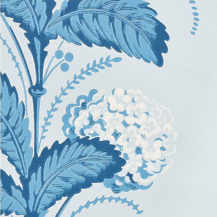 Schumacher Hydrangea Drape Delft Wallpaper 5004454