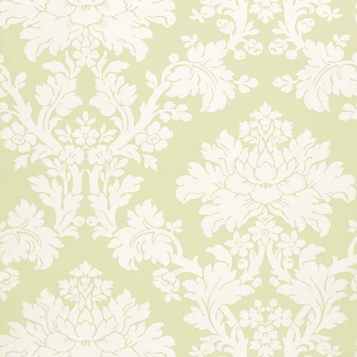 Schumacher Tierni Damask Celery Wallpaper 5004462