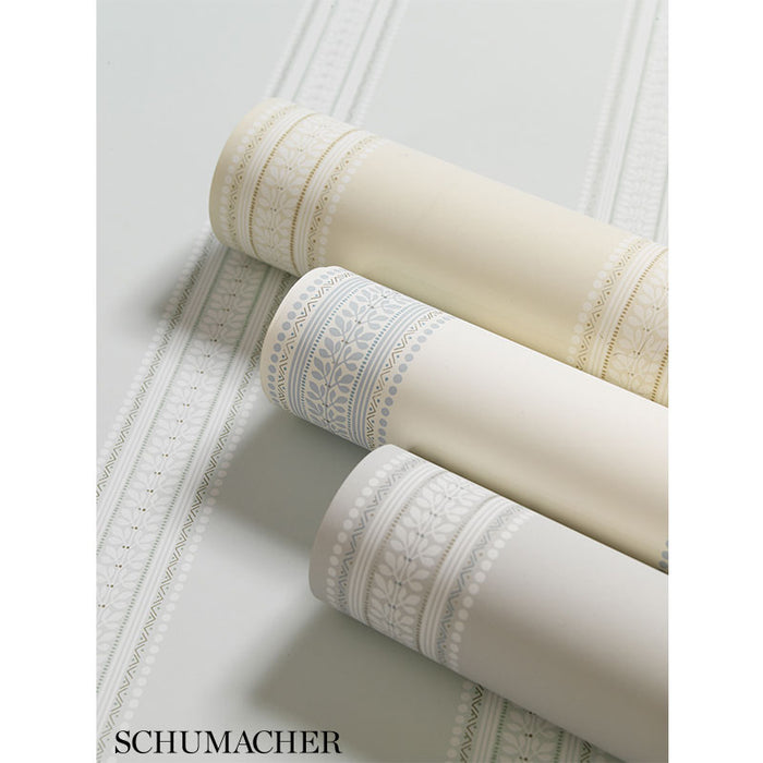 Schumacher Lorraine Stripe Limestone Wallpaper 5004581