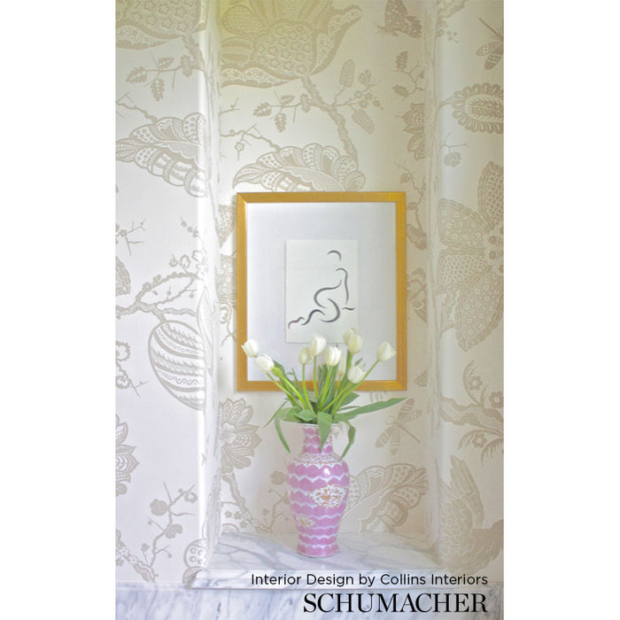 Schumacher Bali Vine Platinum Wallpaper 5005000