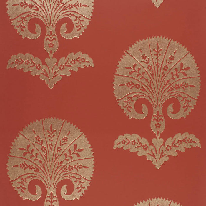 Schumacher Ottoman Flower Paprika Wallpaper 5005083