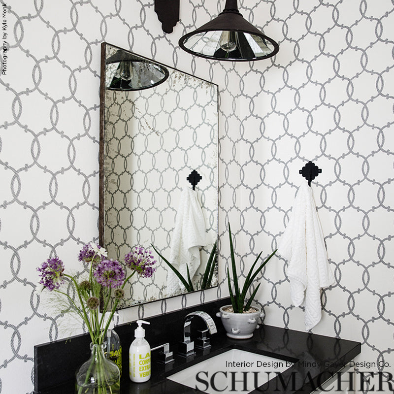 Schumacher Tracery Charcoal Wallpaper 5005121