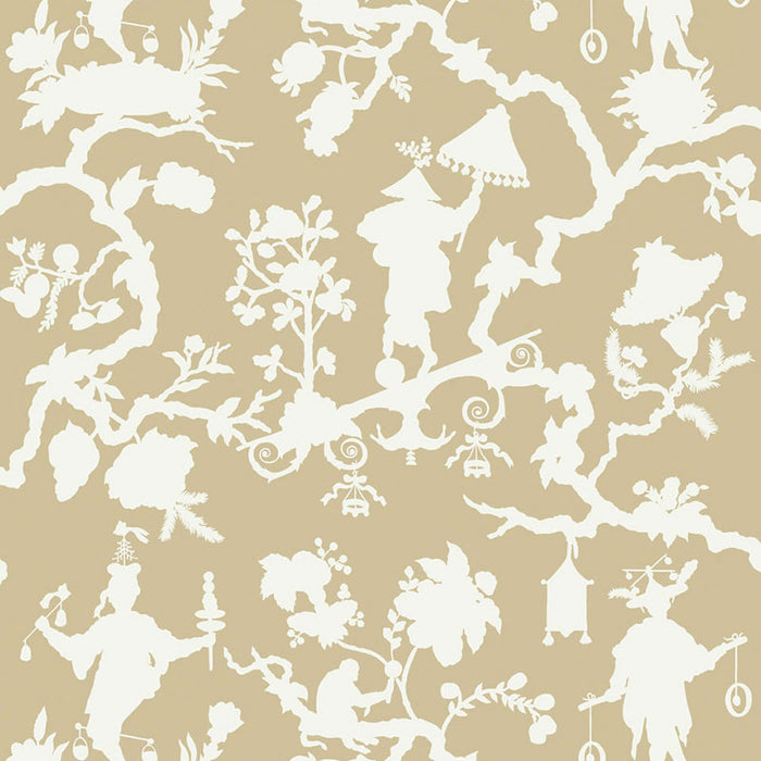 Schumacher Shantung Silhouette Print Sand Wallpaper 5005150