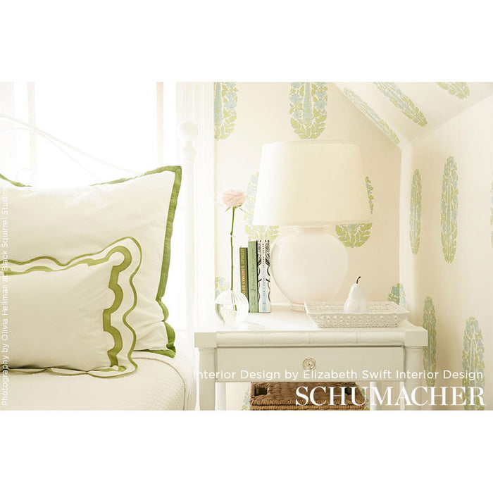 Schumacher Askandra Flower Pear & Water Blue Wallpaper 5005312