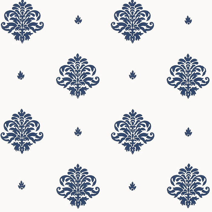 Schumacher Mayla Damask Navy Wallpaper 5005351