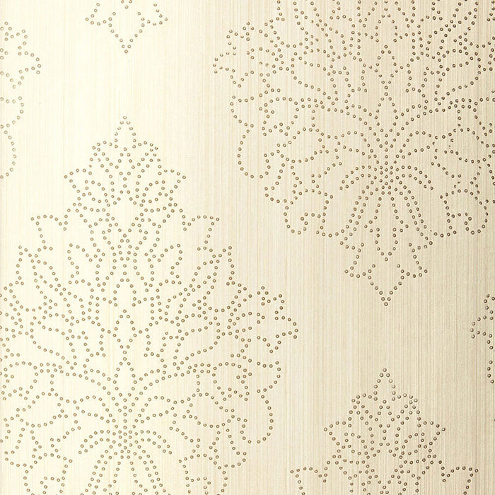 Schumacher Beaded Damask Alabaster Wallpaper 5005660