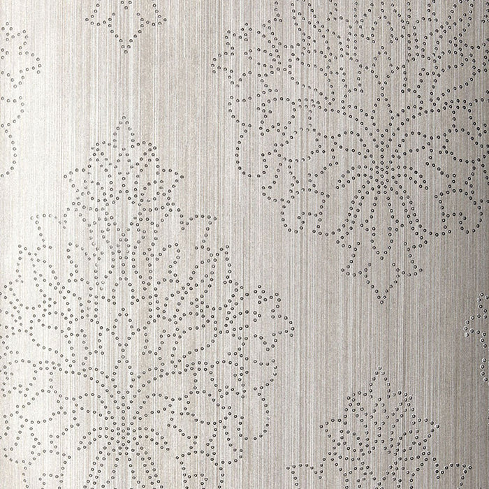 Schumacher Beaded Damask Zinc Wallpaper 5005662