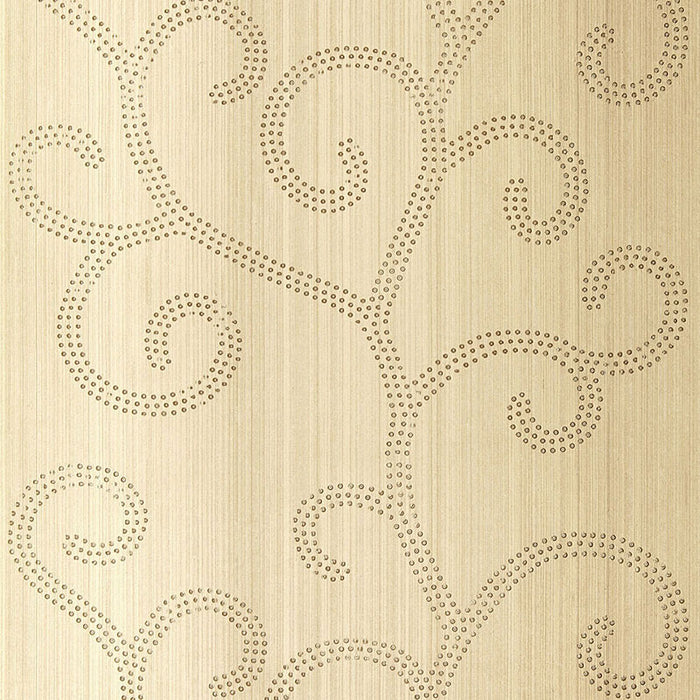 Schumacher Raindrop Scroll White Gold Wallpaper 5005702