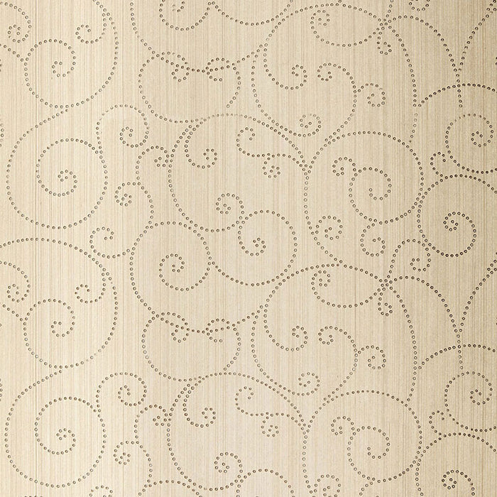 Schumacher Beaded Scroll Aged Silver Wallpaper 5005720