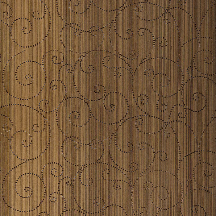 Schumacher Beaded Scroll Burnished Bronze Wallpaper 5005723