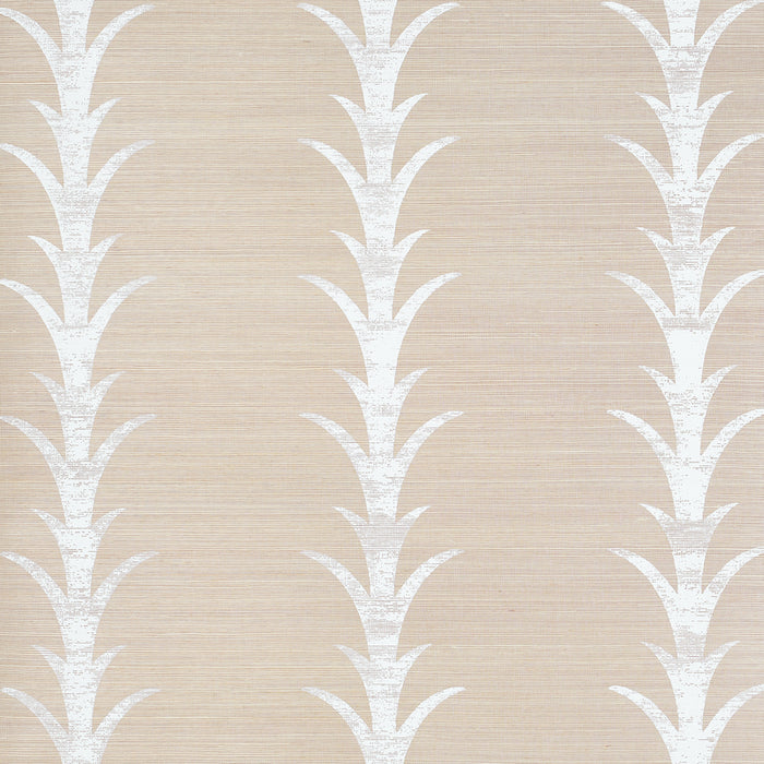 Schumacher Acanthus Stripe Sisal Fog & Chalk Wallpaper 5006052