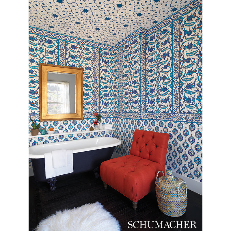 Schumacher Taj Trellis Jaipur Blue Wallpaper 5006620