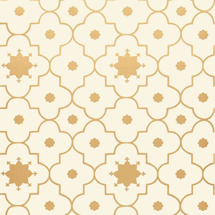 Schumacher Taj Trellis Burnished Gilt Wallpaper 5006624