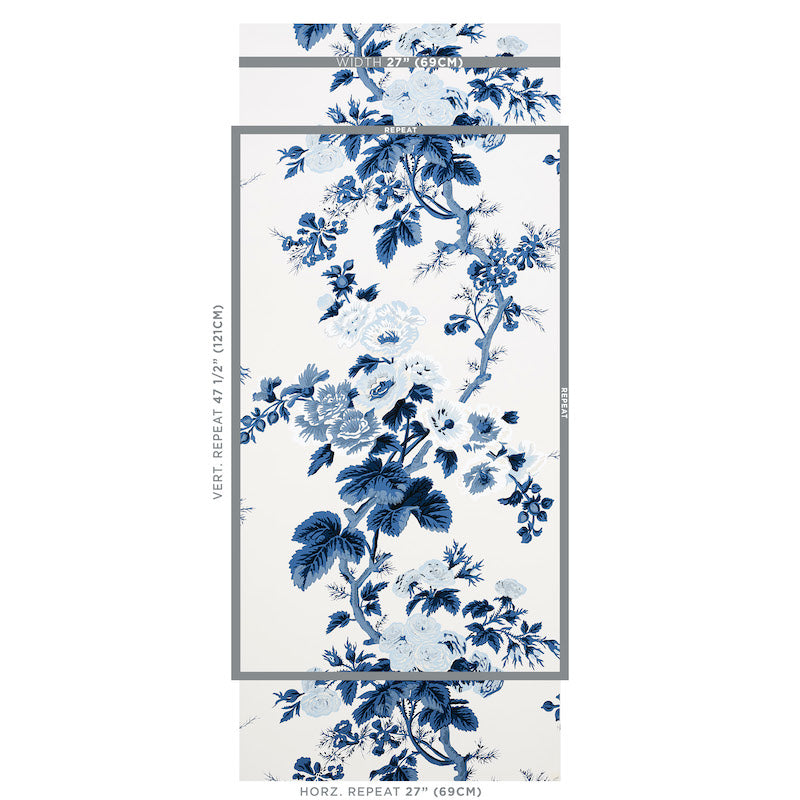 Schumacher Pyne Hollyhock Indigo Wallpaper 5006922