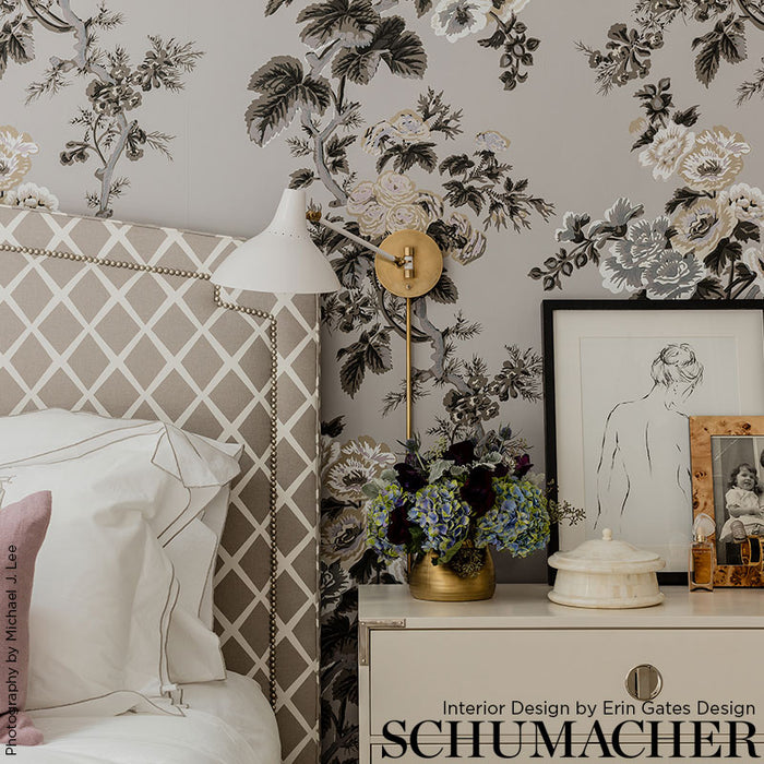 Schumacher Pyne Hollyhock Grisaille Wallpaper 5006923