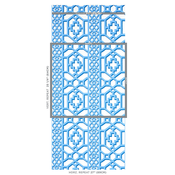 Schumacher Zanzibar Trellis Blue Wallpaper 5006947