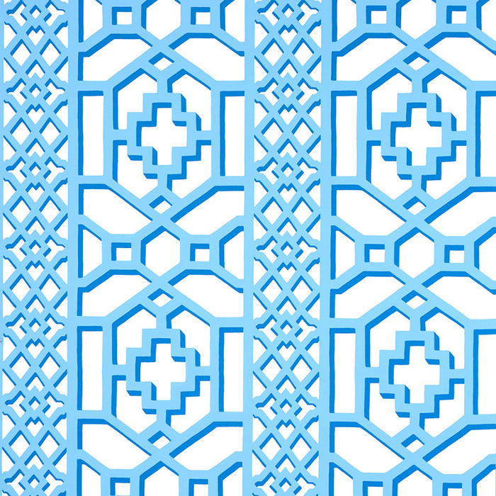 Schumacher Zanzibar Trellis Blue Wallpaper 5006947