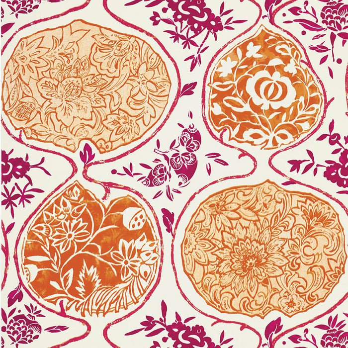 Schumacher Katsugi Tangerine & Berry Wallpaper 5006962