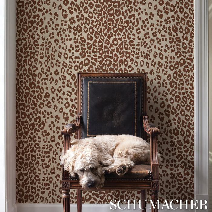 Schumacher Iconic Leopard Brown On Neutral Wallpaper 5007019