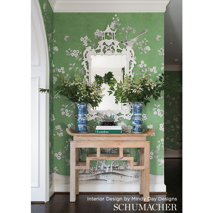 Schumacher Chinois Palais Panel Lettuce Wallpaper 5007120