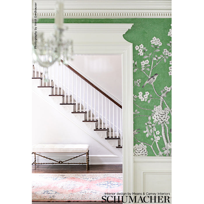 Schumacher Chinois Palais Panel Lettuce Wallpaper 5007120