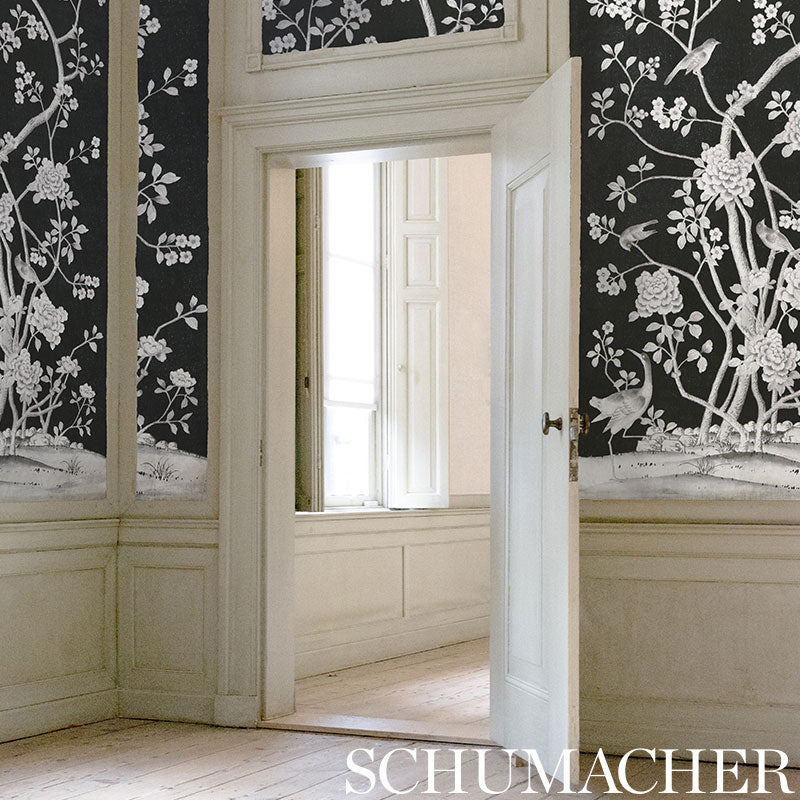 Schumacher Chinois Palais Panel Noir Wallpaper 5007127