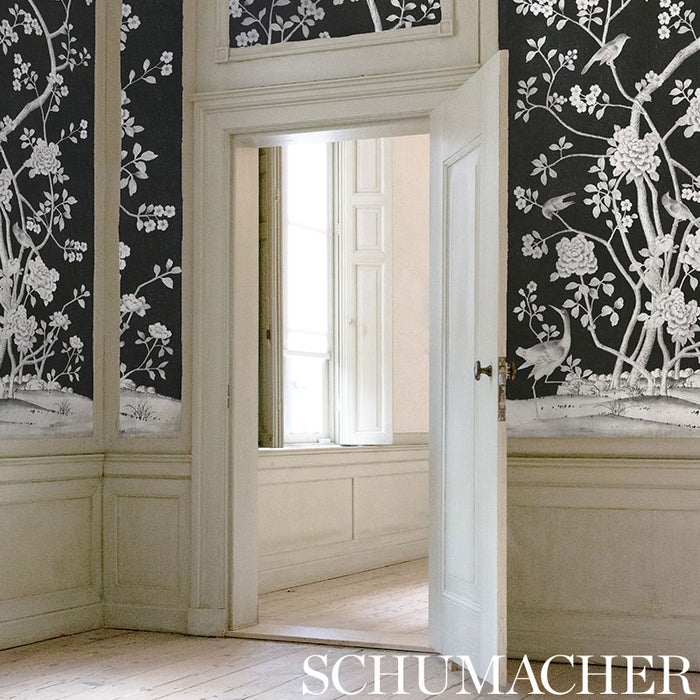 Schumacher Chinois Palais Panel Noir Wallpaper 5007127