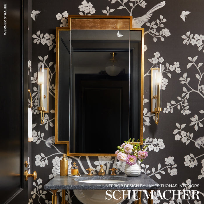 Schumacher Chinois Palais Panel Noir Wallpaper 5007127