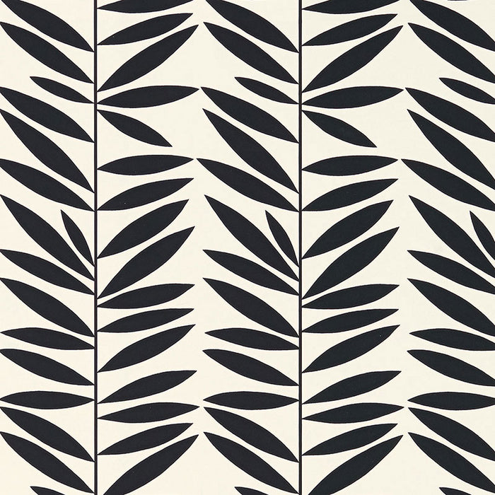 Schumacher Leaf Stripe Ebony Wallpaper 5007513