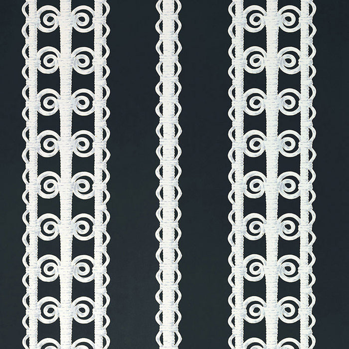 Schumacher Wicker Stripe Licorice Wallpaper 5007724