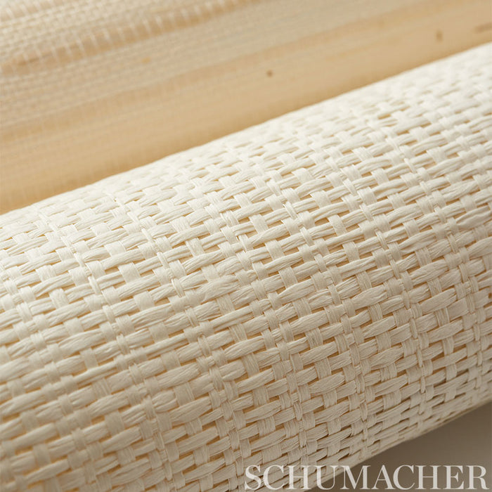 Schumacher Banded Grasscloth Cream Wallpaper 5007900