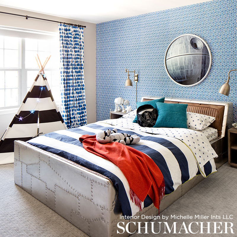 Schumacher Tumbling Blocks Cobalt Wallpaper 5007962