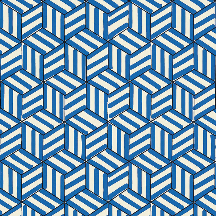 Schumacher Tumbling Blocks Cobalt Wallpaper 5007962