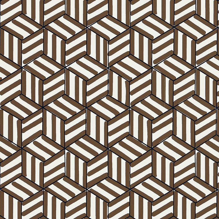 Schumacher Tumbling Blocks Chocolate Wallpaper 5007963