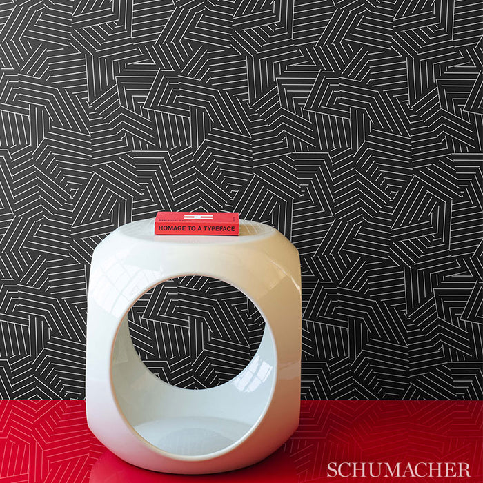 Schumacher Deconstructed Stripe Red Wallpaper 5007971