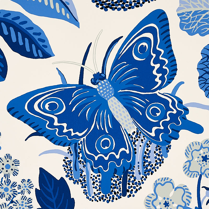 Schumacher Exotic Butterfly Marine Wallpaper 5008423