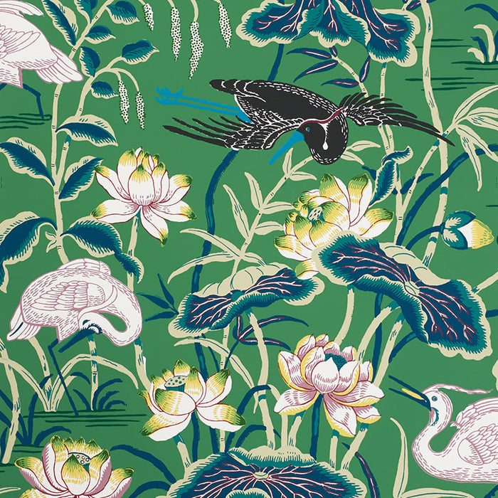 Schumacher Lotus Garden Jade Wallpaper 5008430