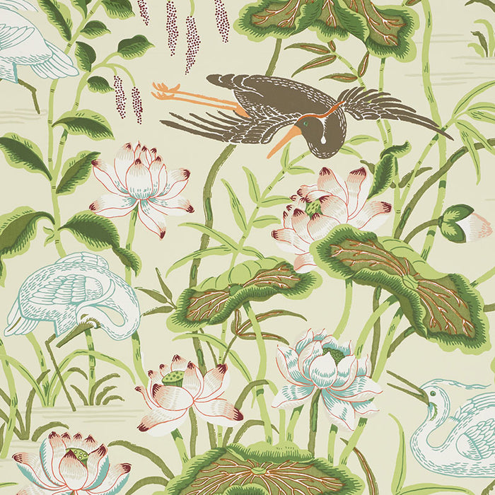 Schumacher Lotus Garden Parchment Wallpaper 5008431