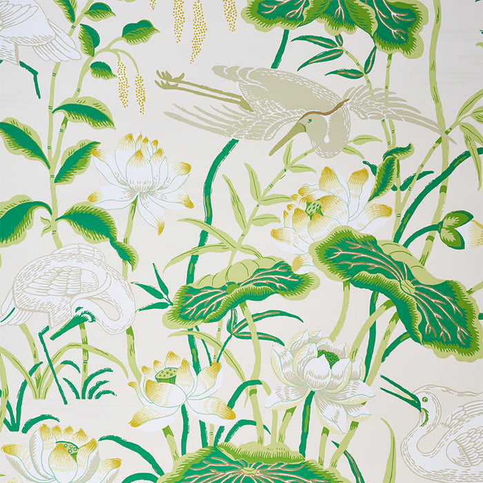 Schumacher Lotus Garden Leaf Wallpaper 5008433