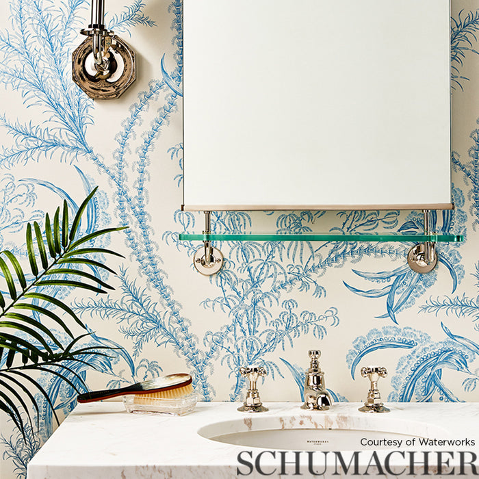 Schumacher Ocean Toile Delft Wallpaper 5008720