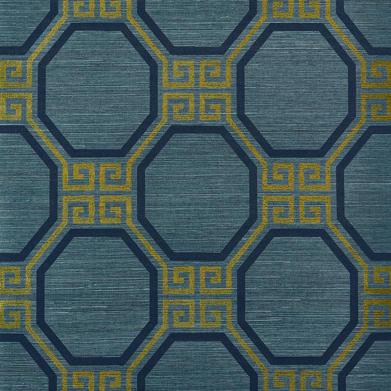 Schumacher Octavia Sisal Peacock Wallpaper 5008932